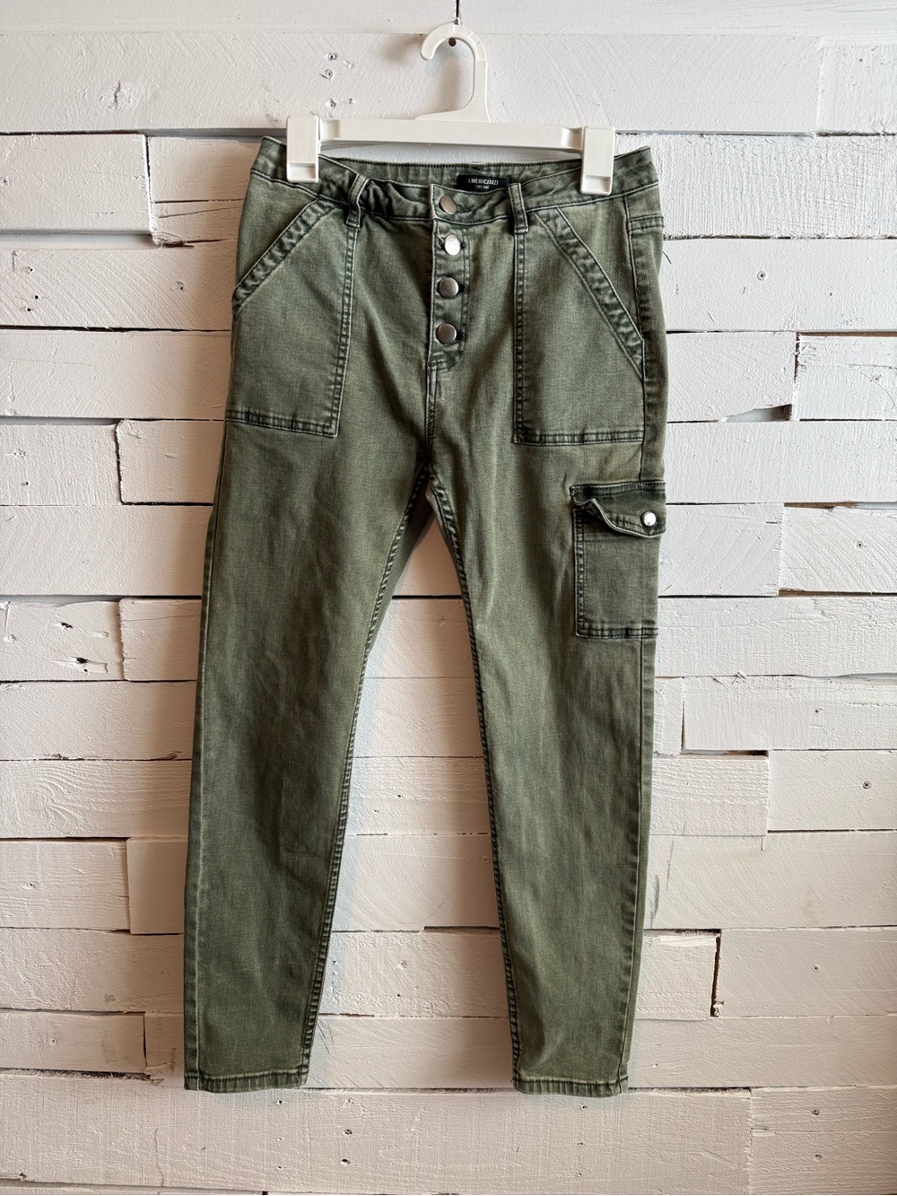 American Bazi Olive Green Slim Cargo Jeans